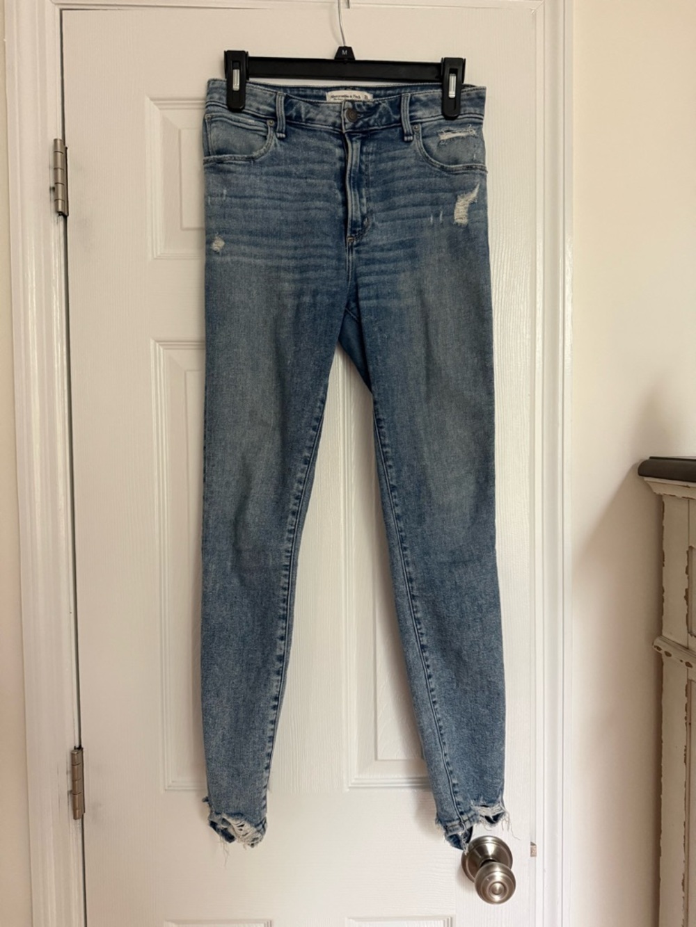 Abercrombie & Fitch Light Wash Skinny Jeans with Frayed Hems